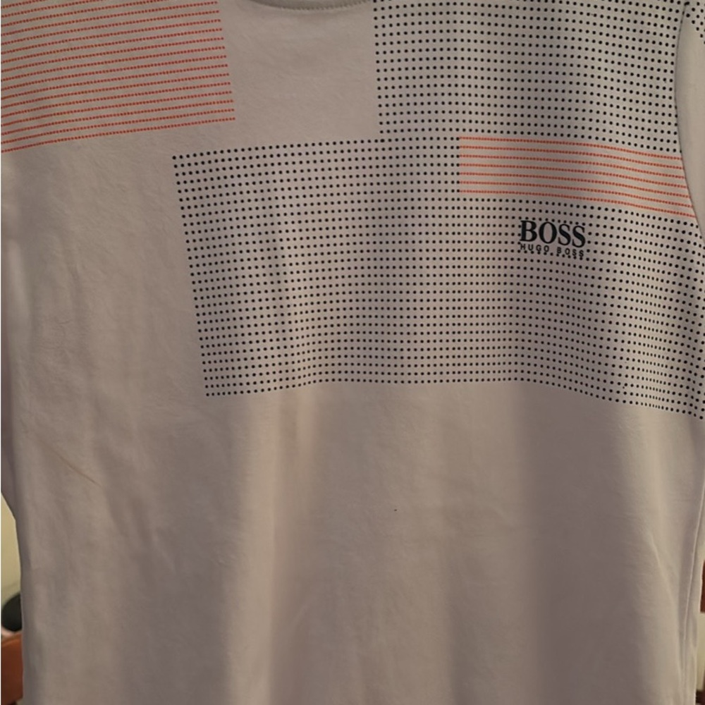 Boss White Tee with Graphic Accents